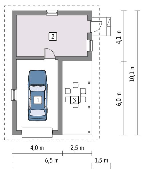 Rzut parteru POW. 52,6 m²