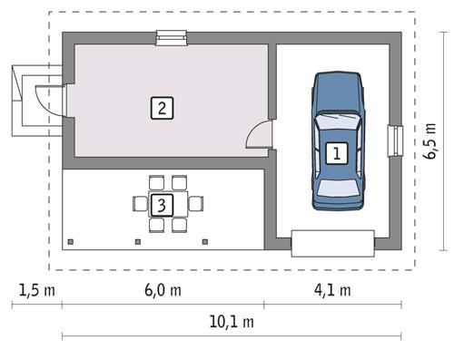 Rzut parteru POW. 52,6 m²
