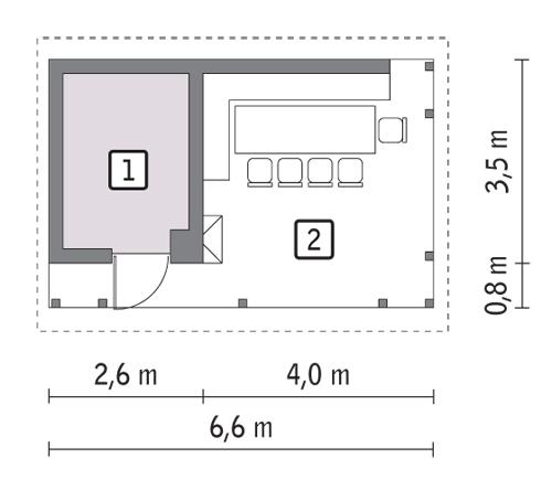 Rzut parteru POW. 6,3 m²