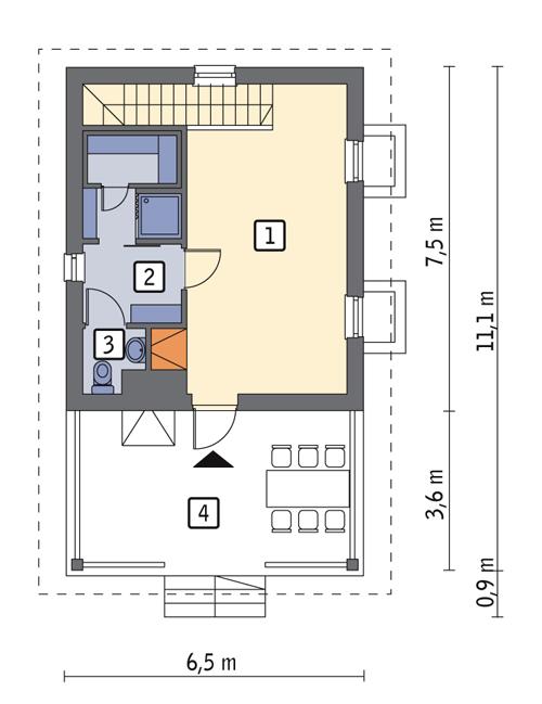 Rzut parteru POW. 32,4 m²
