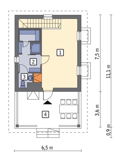 Rzut parteru POW. 32,4 m²