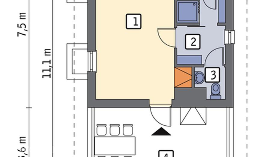 G22a Budynek gospodarczy z sauną i wiatą rekreacyjną (podpiwniczony) G22a
