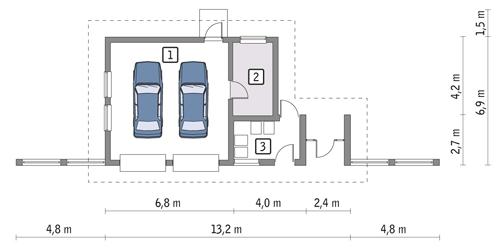 Rzut parteru POW. 55,8 m²