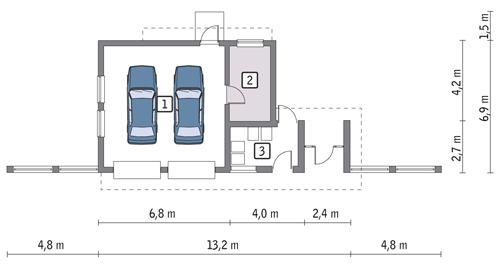 Rzut parteru POW. 55,8 m²