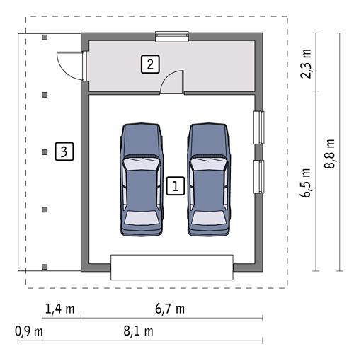 Rzut parteru POW. 48,1 m²