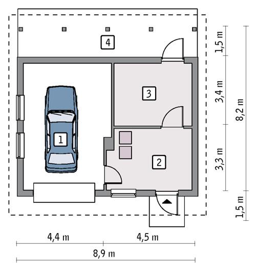 Rzut parteru POW. 67,1 m²