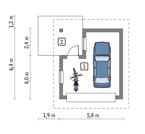 Rzut parteru lustro POW. 24,6 m²