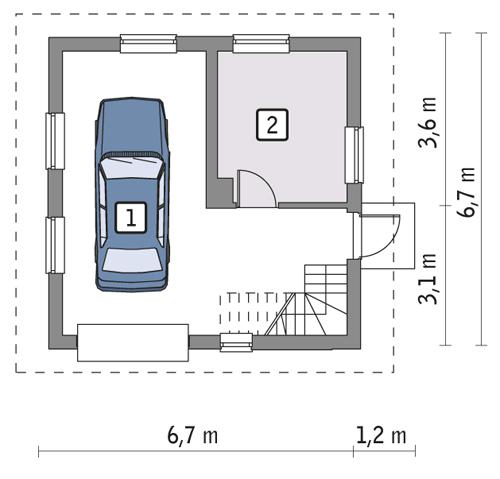 Rzut parteru POW. 34,9 m²