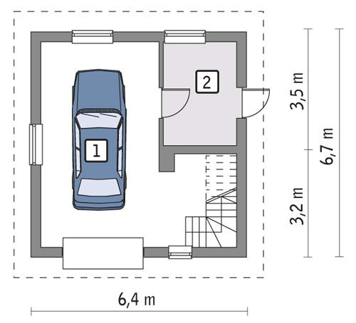 Rzut parteru POW. 33,3 m²