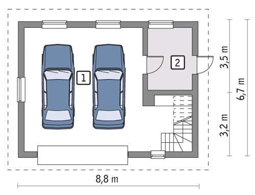 Rzut parteru POW. 47,3 m²