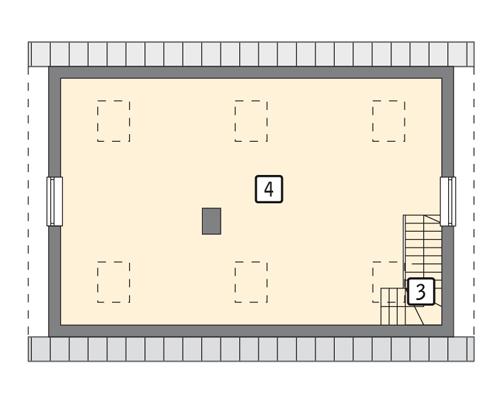 Rzut poddasza POW. 56,6 m²