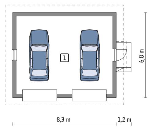 Rzut parteru POW. 48,2 m²