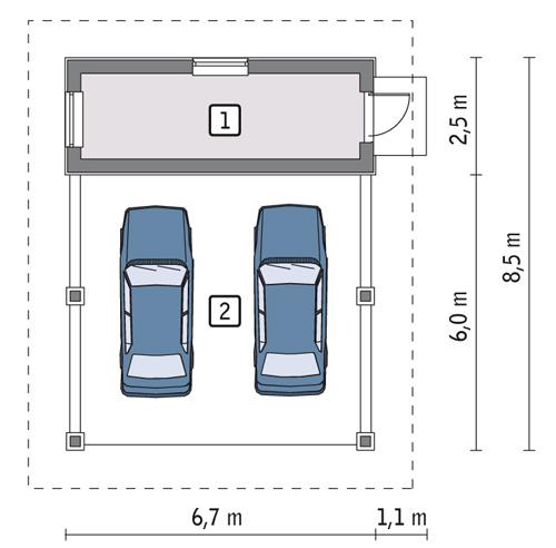 Rzut parteru POW. 49,6 m²