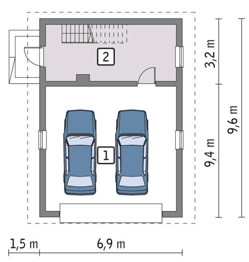 Rzut parteru POW. 55,3 m²