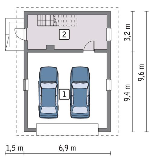 Rzut parteru POW. 55,3 m²