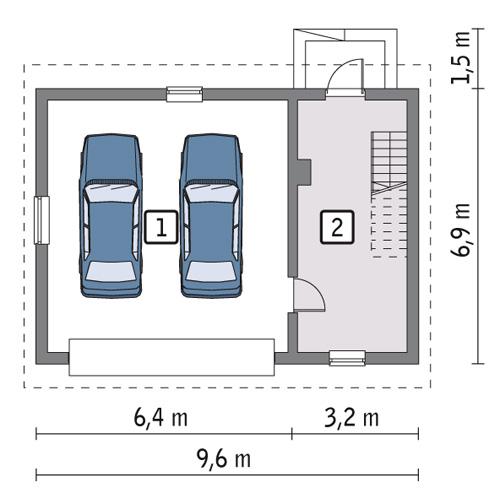 Rzut parteru POW. 55,3 m²