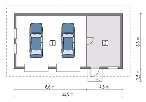 Rzut parteru POW. 73,5 m²