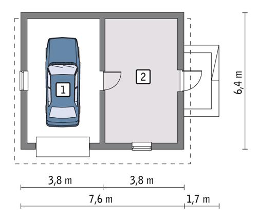 Rzut parteru POW. 38,2 m²