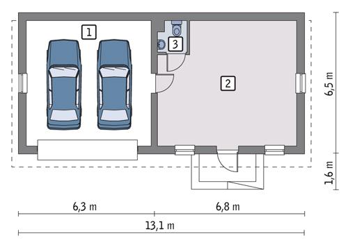Rzut parteru POW. 68,0 m²