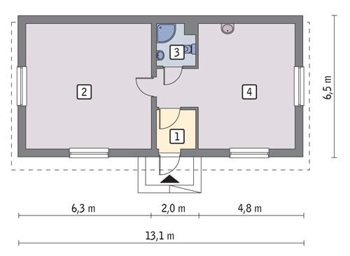 Rzut parteru POW. 67,6 m²