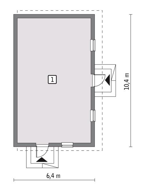 Rzut parteru POW. 55,8 m²