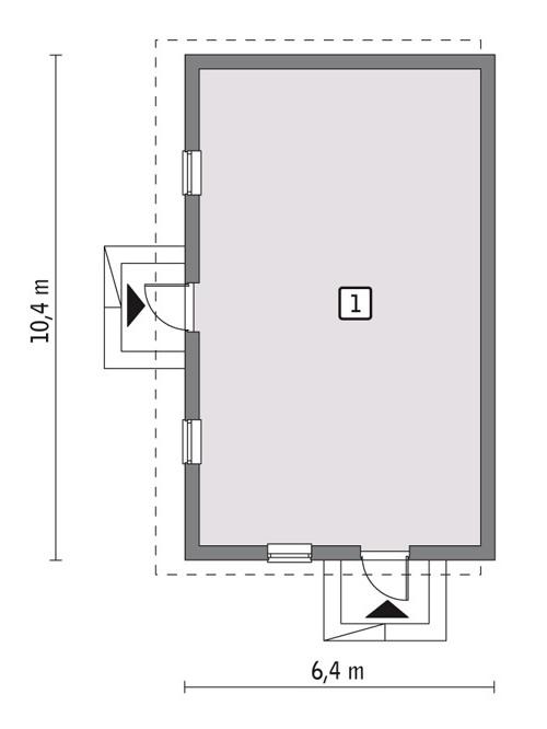 Rzut parteru lustro POW. 55,8 m²