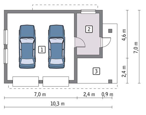 Rzut parteru POW. 61,9 m²