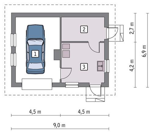 Rzut parteru POW. 47,0 m²