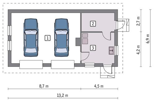 Rzut parteru POW. 72,3 m²