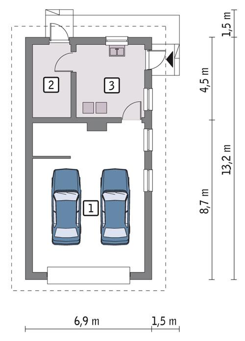 Rzut parteru POW. 71,3 m²