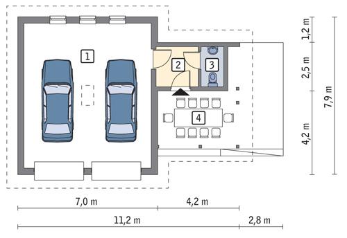 Rzut parteru POW. 52,3 m²