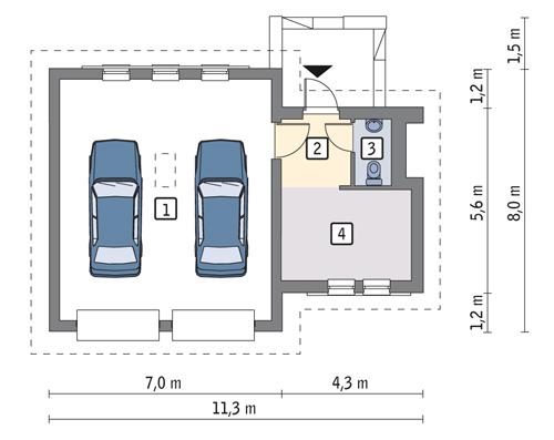 Rzut parteru POW. 62,5 m²