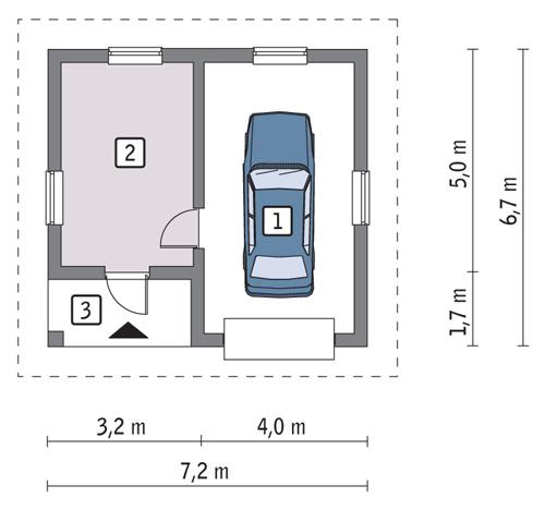Rzut parteru POW. 33,4 m²