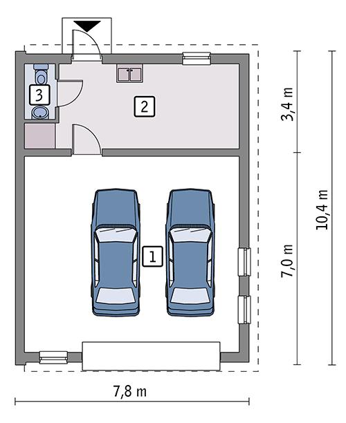 Rzut parteru POW. 61,7 m²