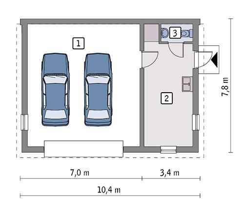 Rzut parteru POW. 61,7 m²
