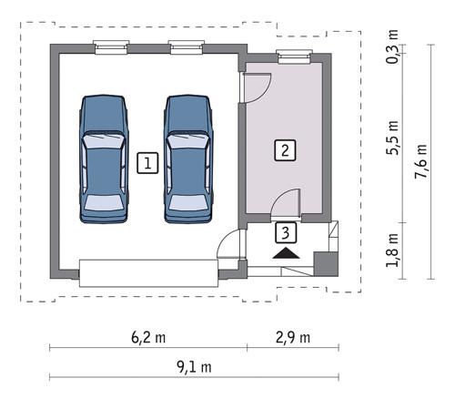Rzut parteru POW. 51,4 m²