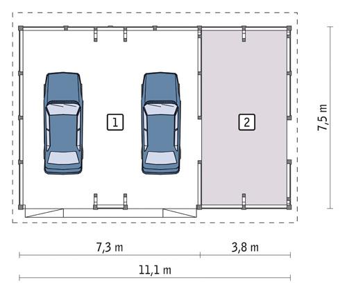 Rzut parteru POW. 73,2 m²