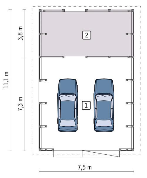 Rzut parteru lustro POW. 73,1 m²