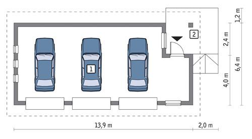 Rzut parteru POW. 70,8 m²