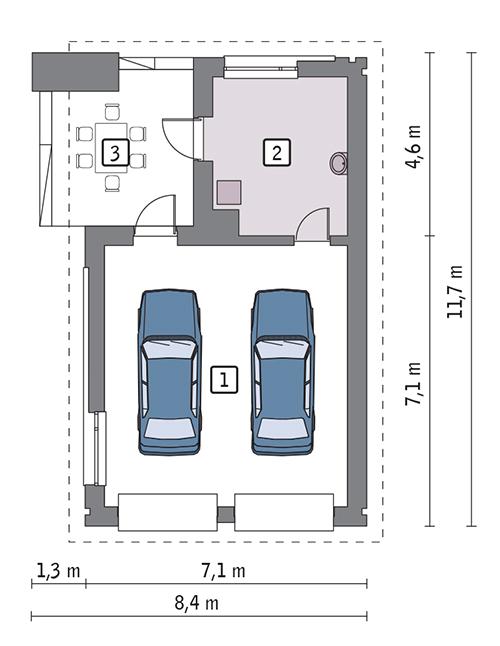 Rzut parteru POW. 52,5 m²