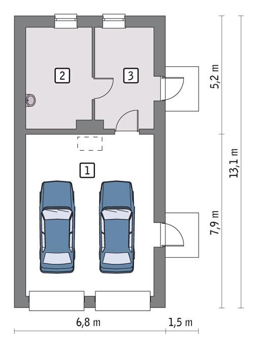Rzut parteru POW. 65,7 m²