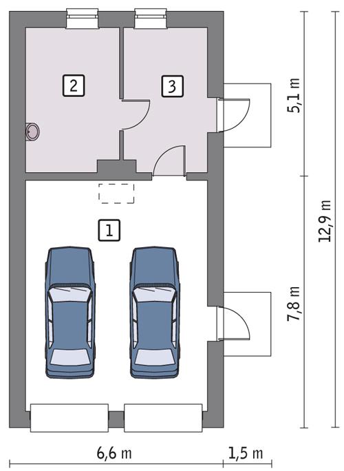 Rzut parteru POW. 65,7 m²