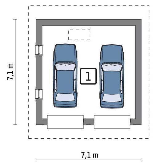 Rzut parteru lustro: plus schowek nad garażem 34,3 m2 POW. 36,4 m²