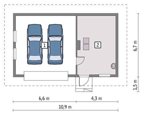 Rzut parteru POW. 59,7 m²