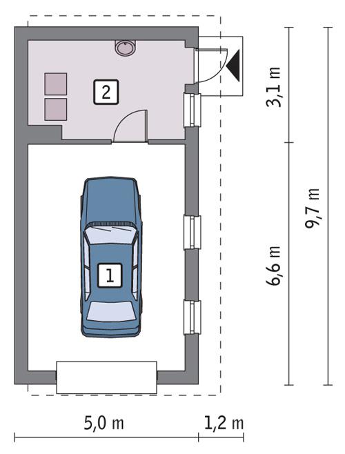 Rzut parteru POW. 36,7 m²