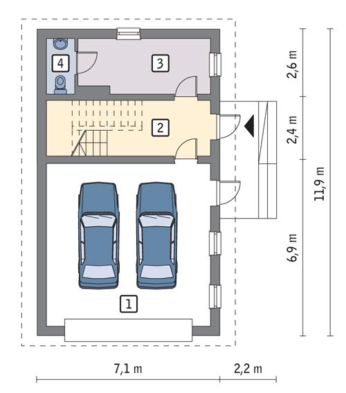 Rzut parteru POW. 66,1 m²