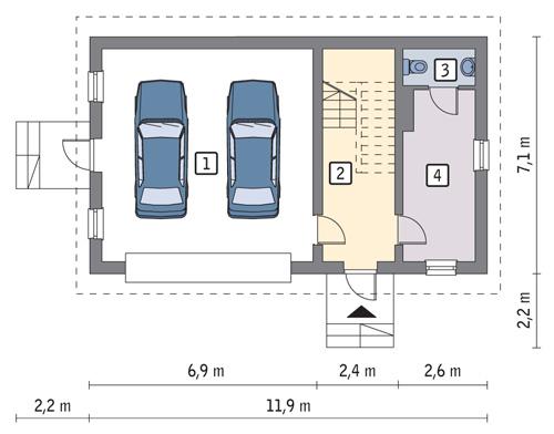 Rzut parteru POW. 66,1 m²