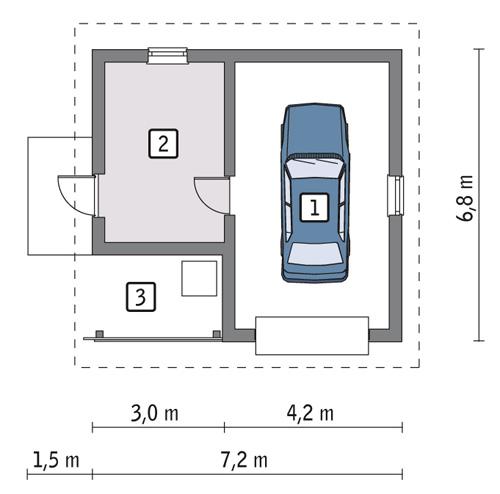 Rzut parteru POW. 38,9 m²