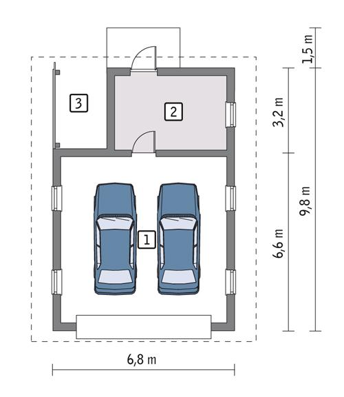 Rzut parteru POW. 48,9 m²