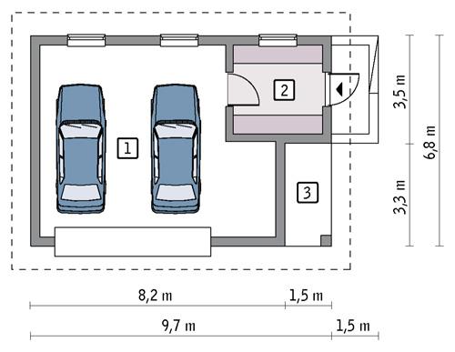 Rzut parteru POW. 46,2 m²